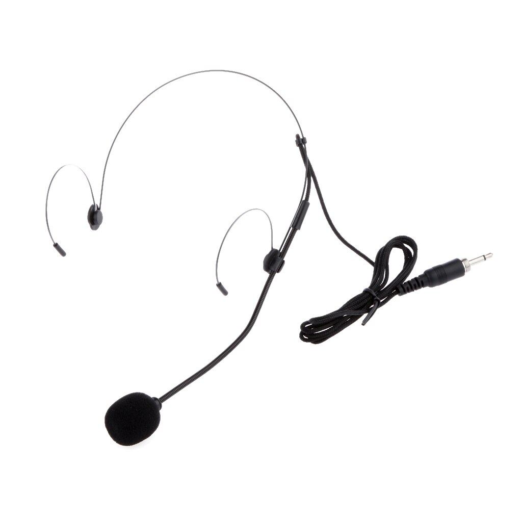 3.5mm Plug Black Wired Unidirectional Microphone Headworn Headset Mic