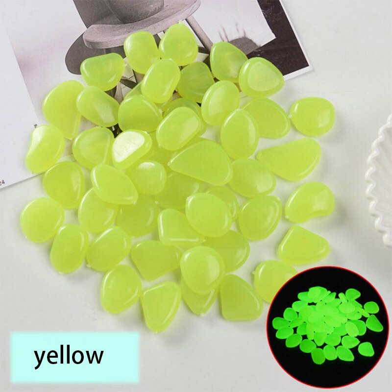 50/100pcs Glow in the Dark Garden Pebbles Glow Stones Rocks for Walkways Patio Lawn Garden Yard Fish tank Decor Luminous Stones: 100pcs / yellow
