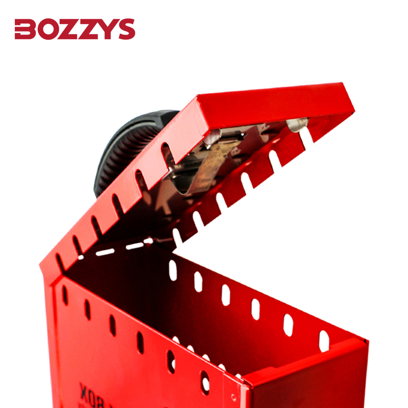 BOZZYS caja de bloqueo de grupo portátil, gabinete para gestión Visual con placa de acero recubierta de plástico y mango plegable