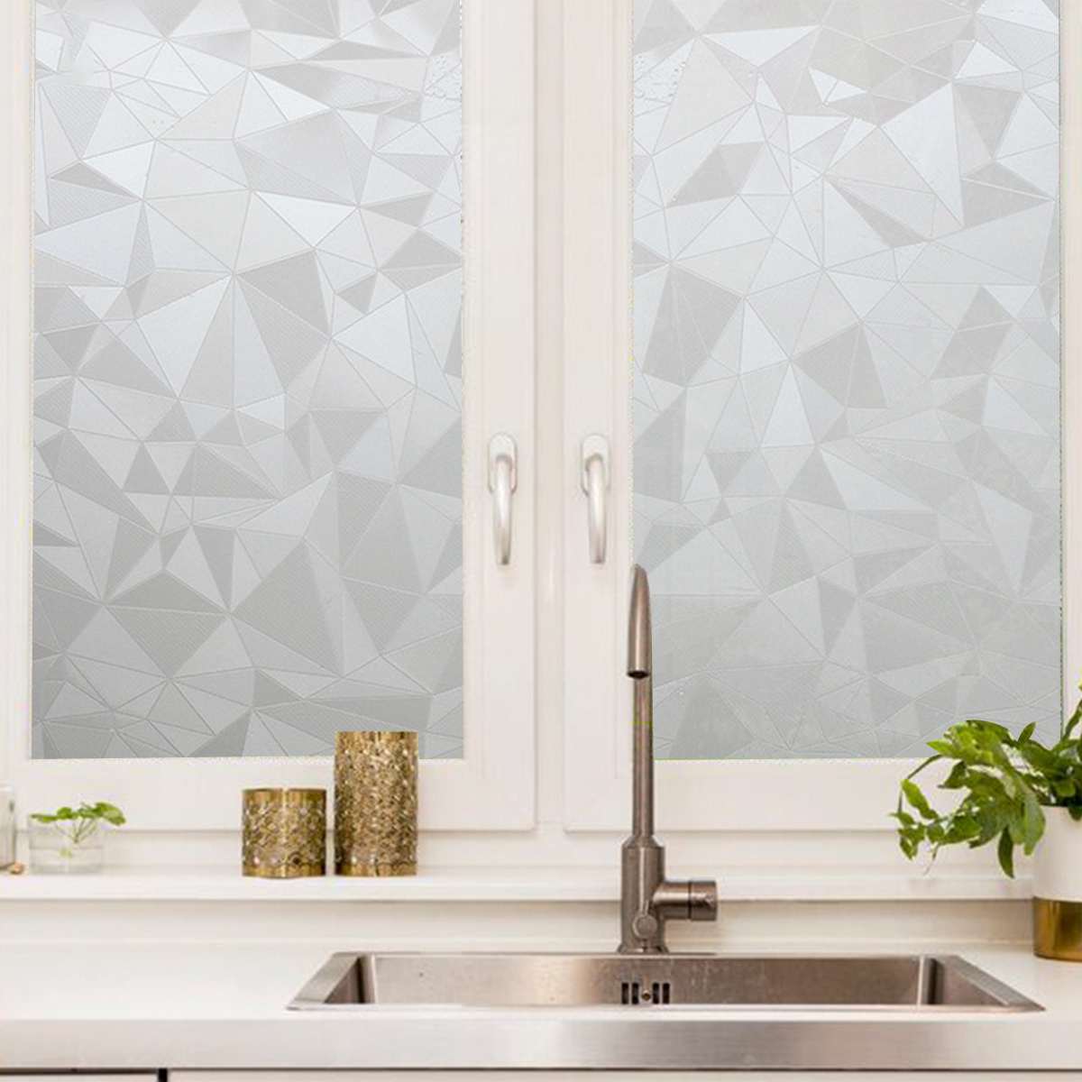 45 x 100cm/90 x 100cm 3d raam privacyfolie kleefvrije elektrostatische glasfolie geluidsreductie anti-uv glasfolie decor: 45 x 100 geometrisch