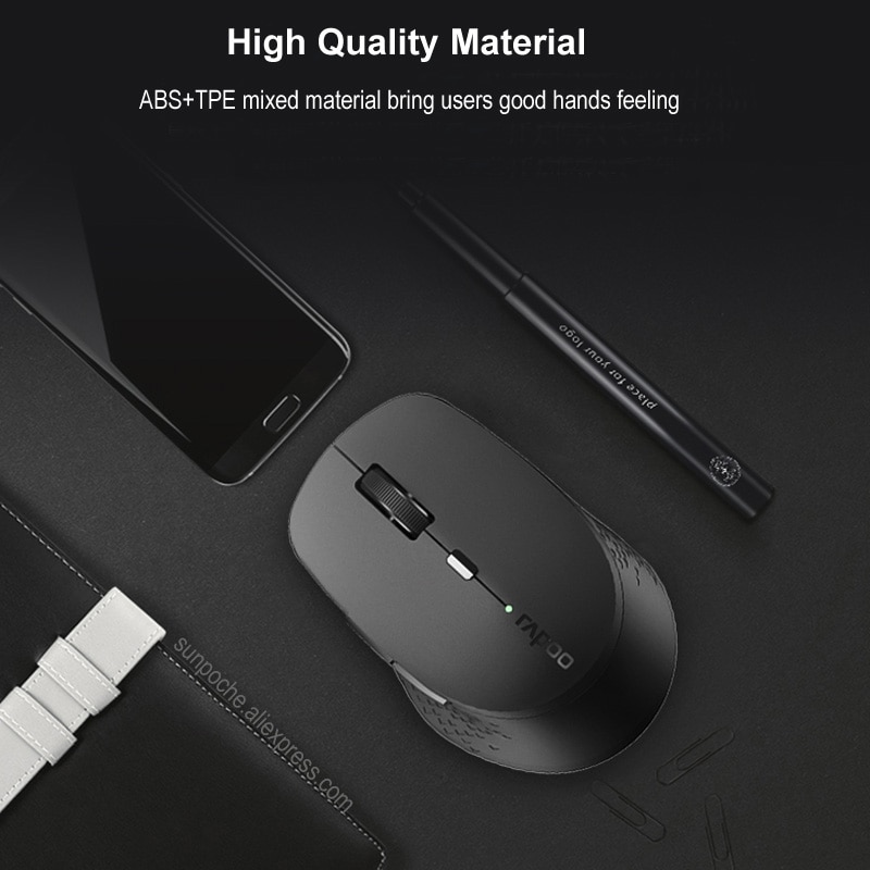 Orignial Rapoo Multi-mode Silent Wireless Mouse with Side buttons Bluetooth-compatible and 2.4GHz for Three Devices Connection