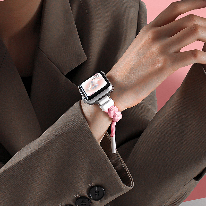 Nylonvevd rem til apple watch-reim sports 45mm 41mm 40mm 38mm løkke fargeblokkerende armbånd til iwatch 8 7 6 5 se klokkereim