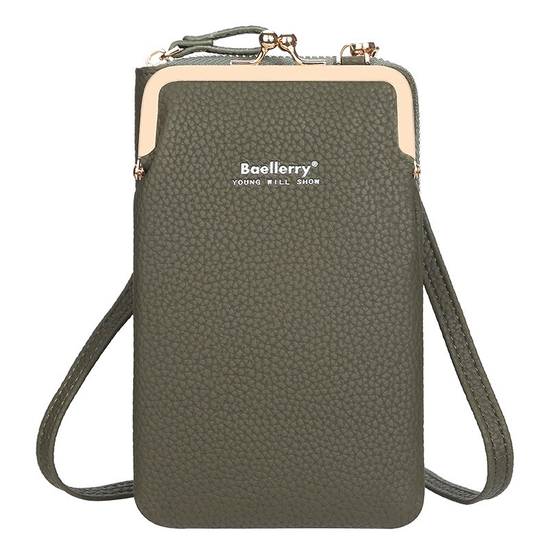 Baellerry Small Shoulder Crossbody Bag Women Cellphone Bag Daily Use Card Holder Phone Purse female Wallet Yellow Bolsas: N8601green