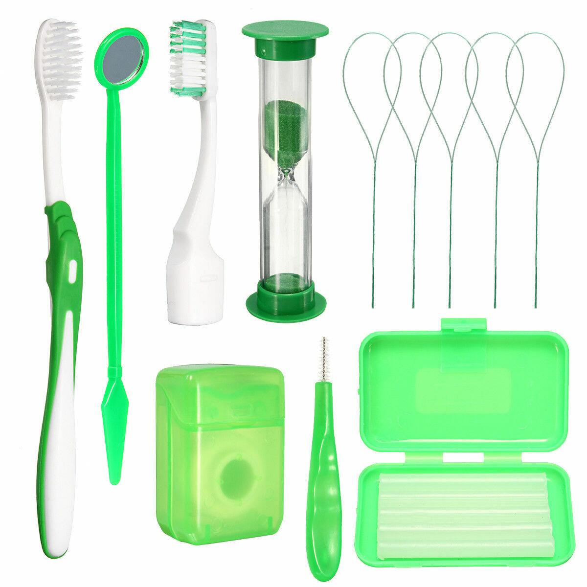 Orthdent 8 Stks/set Dental Tanden Orthodontische Care Kit Orale Borstel Floss Draad Wa: Green