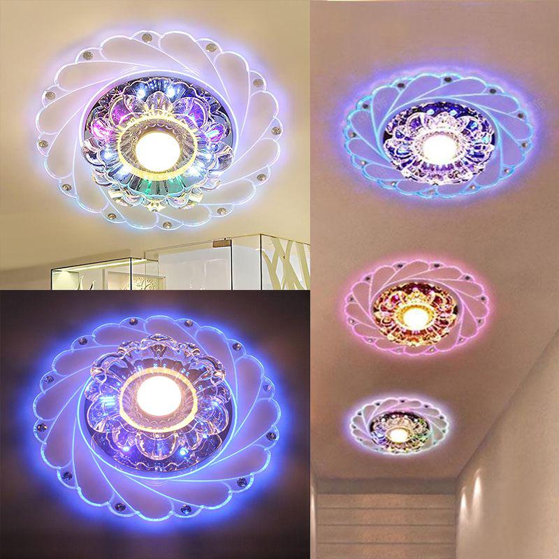 Moderne Pauw Crystal Led Plafondlamp Ronde Nordic Lamp Plafond Luminarias Rotunda Home Decoratie Verlichting Gangpad Gang