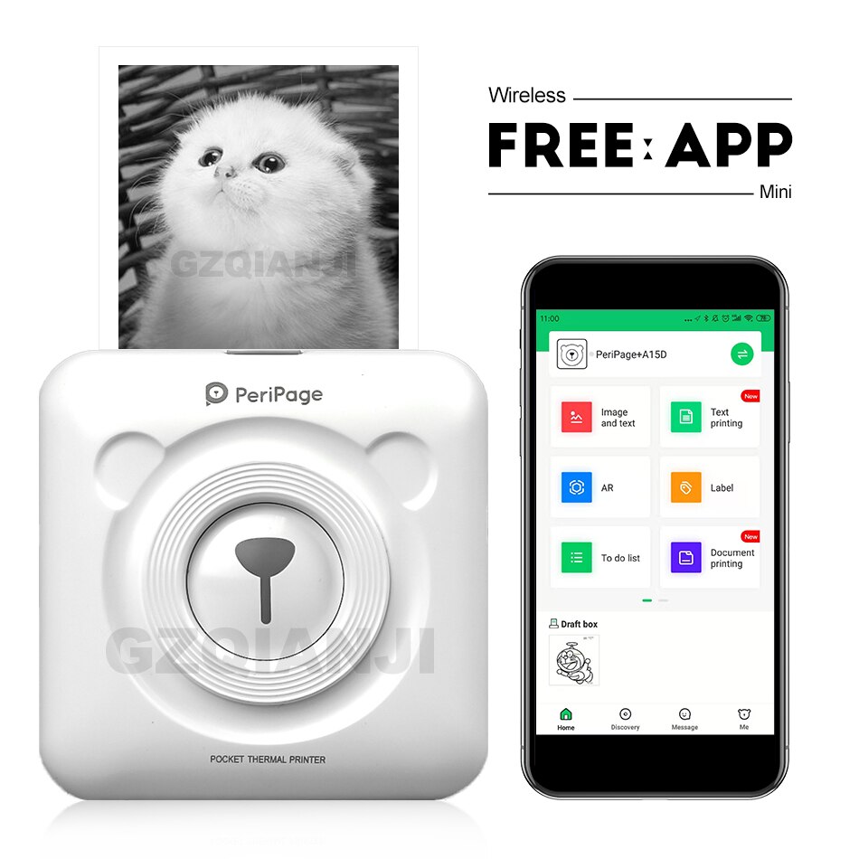 Portable Bluetooth Photo Picture Printer 58mm Mini Wireless Connection Pocket Peripage Printer For Children Kids Christmas