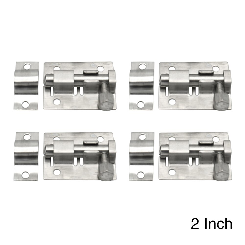 4 Pcs Safety Hasp Slide Lock Solid Home Stainless Steel Heavy Duty Gate Door Bolt Hardware Security Latch Window Silver