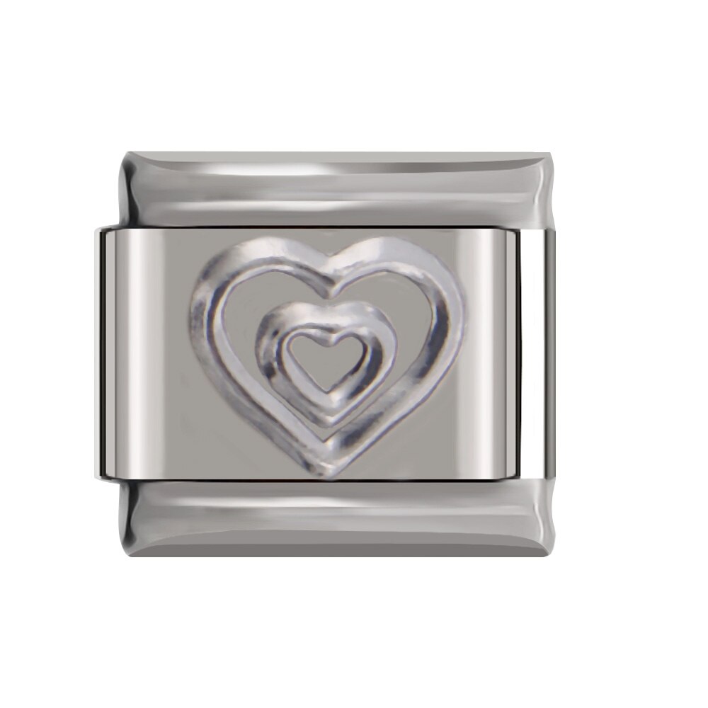 Fyour Original Romantic Love Heart Charm Links Fit 9mm Bracelet Stainless Steel Diy Making DJTop14: A6