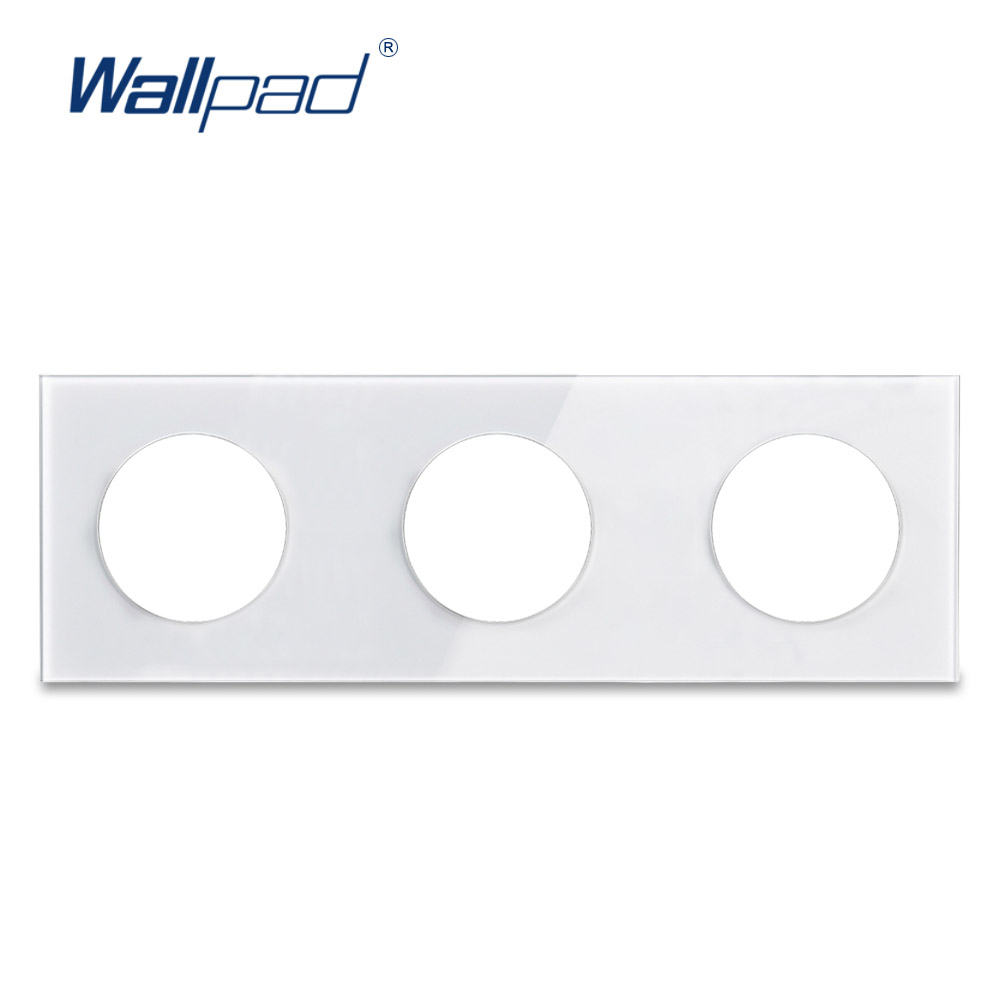 Placa con marco de cristal blanco L6, personalización DIY, Triple 3 grupos, para interruptor de luz de pared L6
