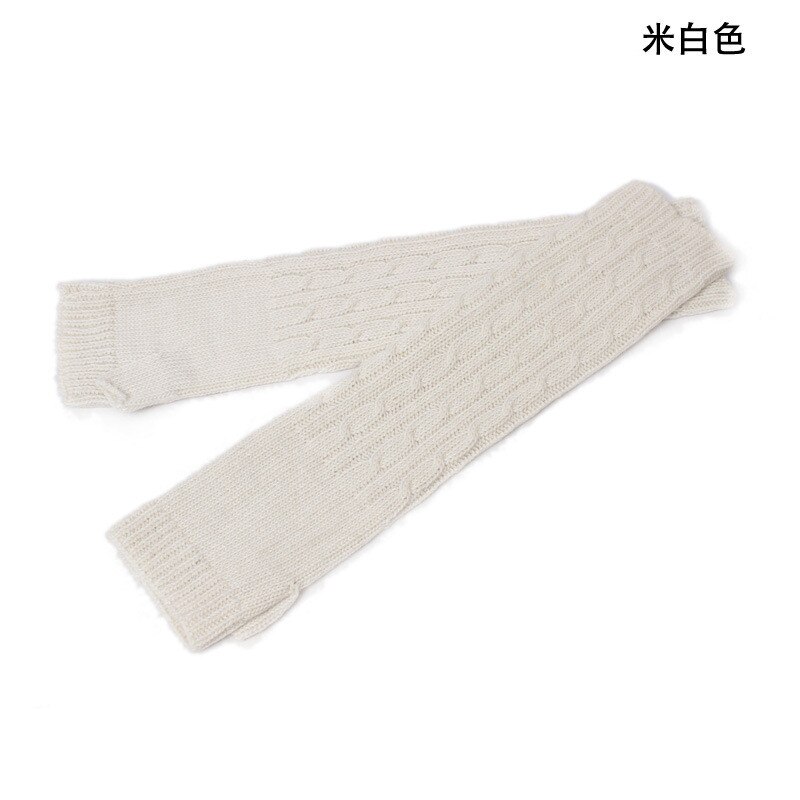 Ensfarget håndstrikkede damehansker håndledd langarm varmere vinter fingerfri strikkevott