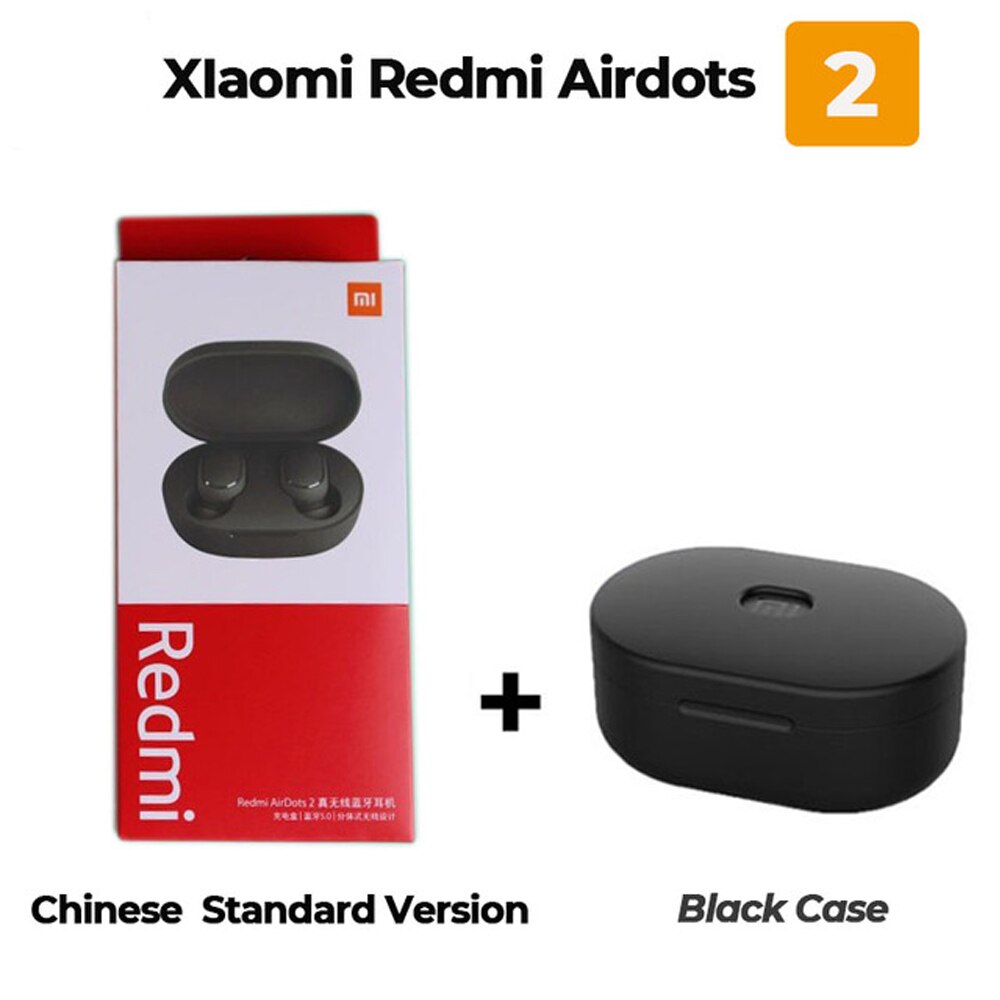 Originale Xiaomi Redmi AirDots 2 Auricolari Bluetooth TWS Senza Fili di Bluetooth V5.0 Stereo Riduzione Del Rumore Mic di Controllo Vocale Auricolare: add black case