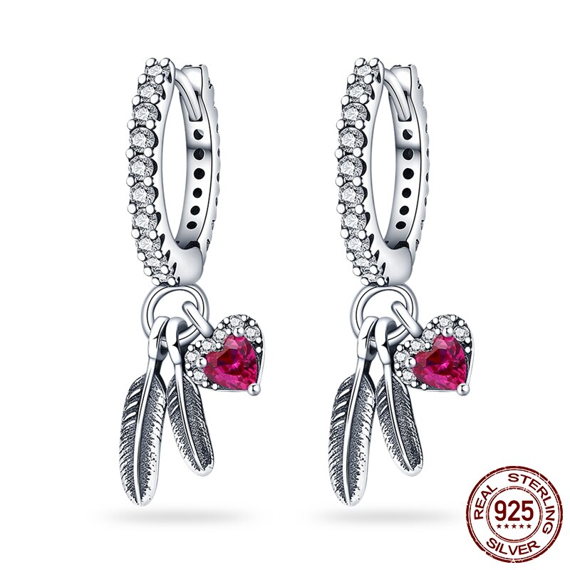 Mula 2022 Parel Oorbellen Voor Vrouwen Pendientes Plata 925 Leuke Kat Stud Oorbellen Zilver 925 Feather Dangle Oorbellen: STE029