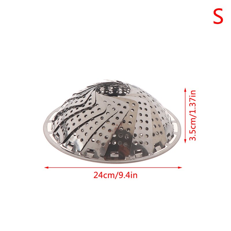 Cesta de vapor para comida al vapor, máquina para cocinar verduras, vaporera extensible, herramienta de cocina de acero inoxidable: S