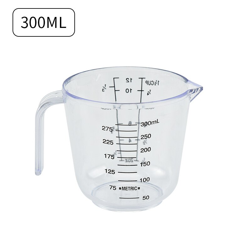Plastic Measuring Cup Stackable Liquid Measuring Container Clear Scale Show Transparent Mug Pour Spout Cooking Tools 150/300ml: 300ml white
