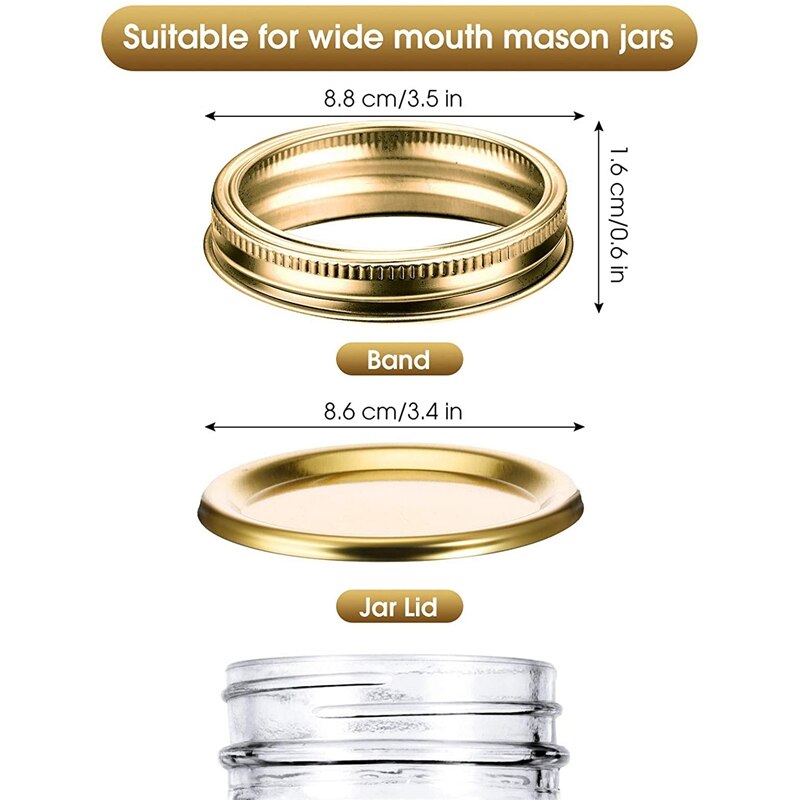 Splits Lids Sealing Storage Solid Caps Cover for Regular/Wide Mouth Jar