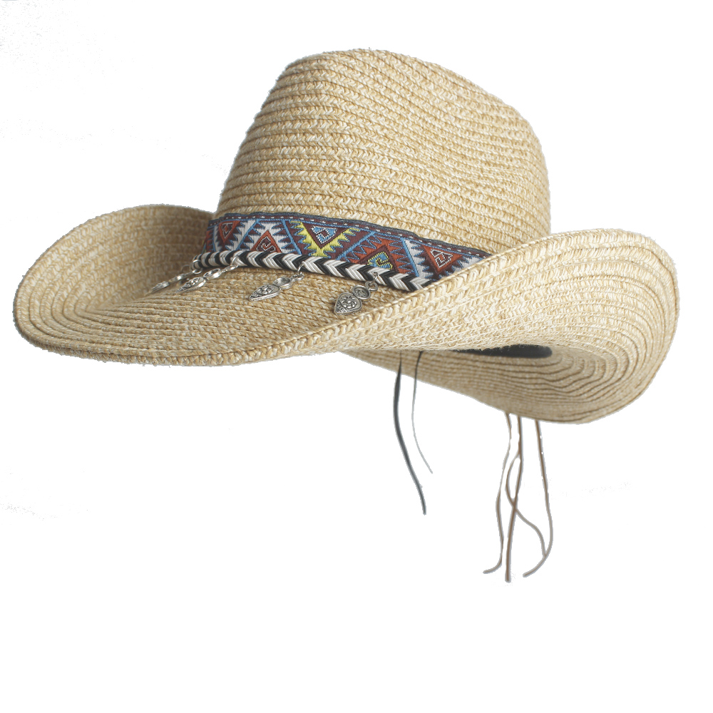 Kvinder hule vestlige cowboy hat dame sommer halm boheme kvast fascinator sombrero hombre strand cowgirl jazz hat