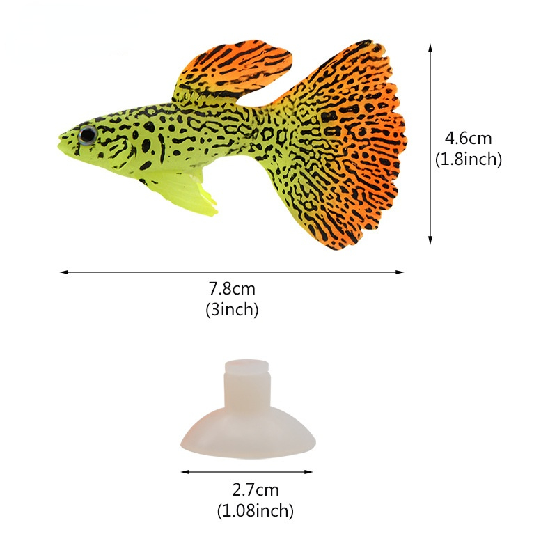 Ornements de poissons artificiels lumineux en Silicone, poisson clown vif, Guppy, poisson-ange, accessoires d'aquarium, décoration d'aquarium: Black