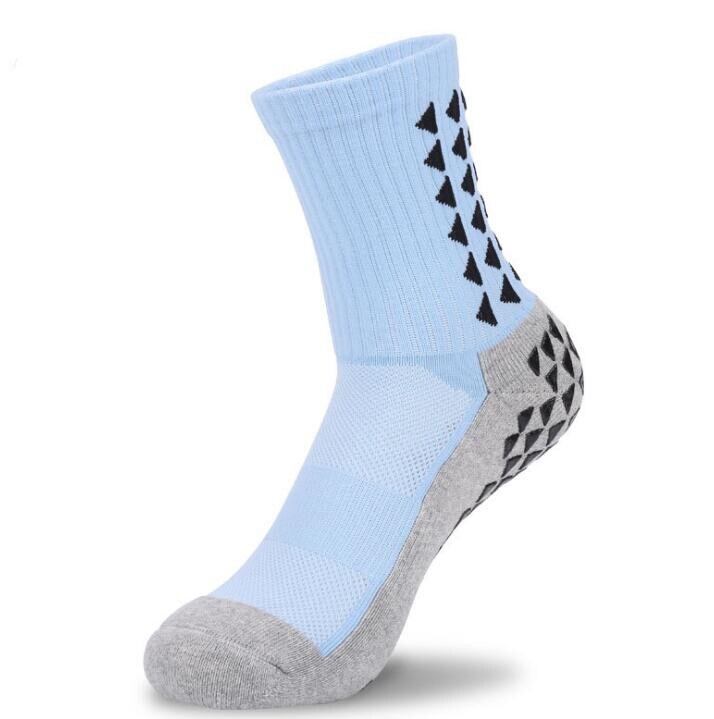 Vinter mænds fodbold sokker skridsikker håndklæde bund bomuld sport fodbold sok  eu 39-44: Lyseblå