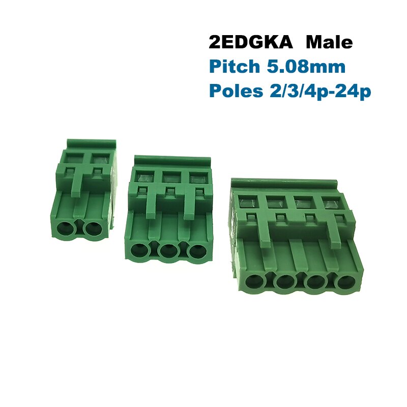10Pcs Pluggable PCB Screw Terminal Block Connector Pitch 5.08mm 2/3/4/5/6/7/8/9/10P Male Morsettiera 2EDGK/KA Plug-in Bornier