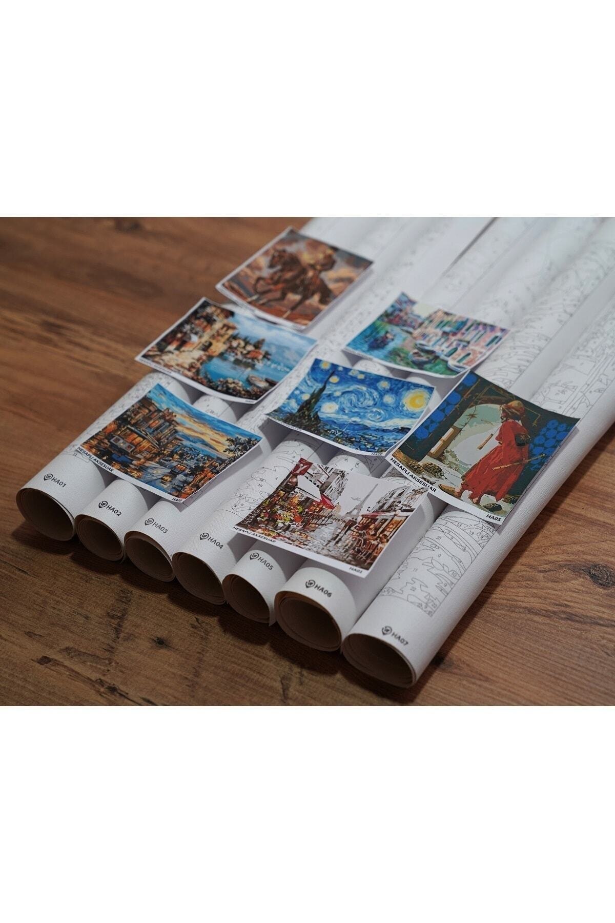 Schilderij Van Nummers Tafel Set Canvas Borstel Verf Inbegrepen 45X55 Cm-Wit Paard