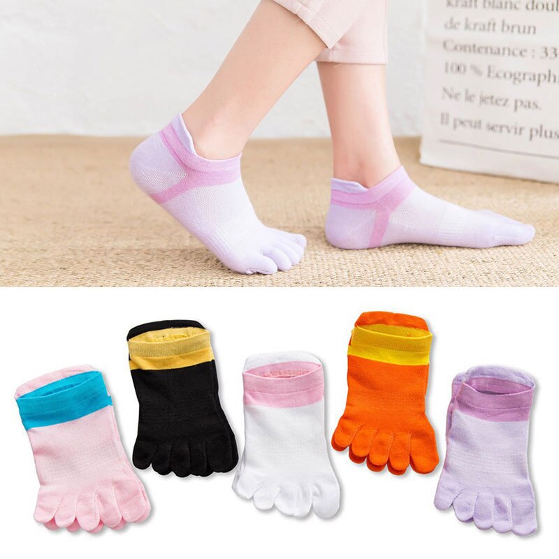 Vrouwen Vijf Vinger Sokken Lente Zomer Ademend Toevallige Teen Sokken 1 Paar Katoen Patchwork Comfortabele Vijf Vinger Sokken