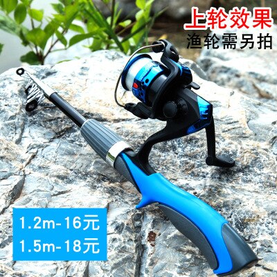 Mini caña de pescar pequeña de fibra de vidrio, caña de pescar de bolsillo, para lanzar, estación independiente