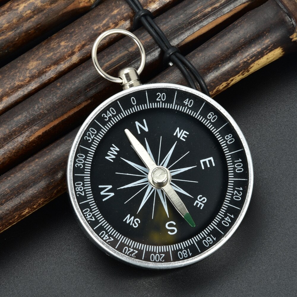 Portable Aluminum Lightweight Emergency Compass Outdoor Survival Compass Tool Navigation Wild Tool Black Brujula Chaveiro: Default Title