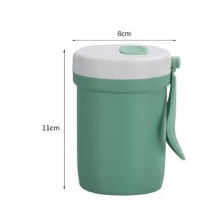 Microwave Lunch Box withBento Compartments Portable Box Japanese Style Leakproof Food Container for Kids with Tableware: Green cup