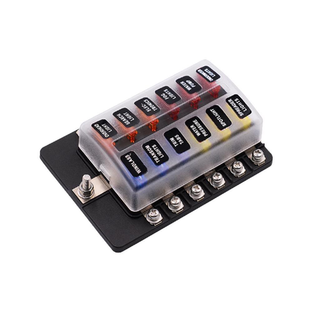 12V 24V Blade Fuse Box Holder 12Ways Modified Fuse Box Terminal Block with LED Warning Light for Car Boat Marine Trike: Default Title