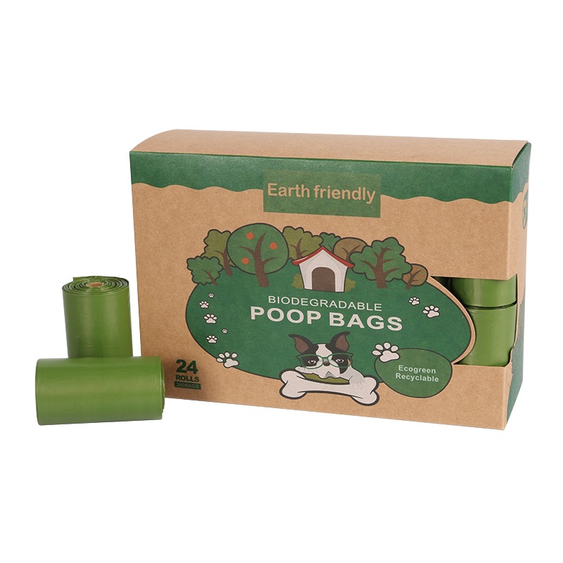 Bolsas de basura biodegradables para excrementos de perro, dispensador ecológico de bolsas de basura para mascotas, suministros para exteriores: 24 Rolls Army Green