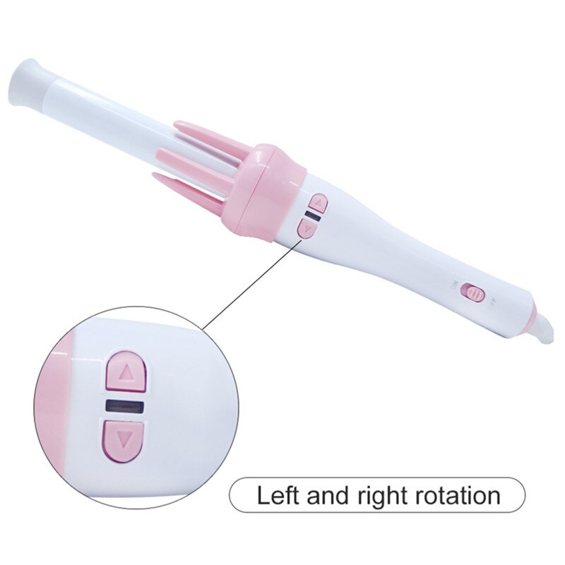 Rizador de pelo automático, plancha de cerámica giratoria bidireccional, iónico negativo, 5 minutos, 360 °