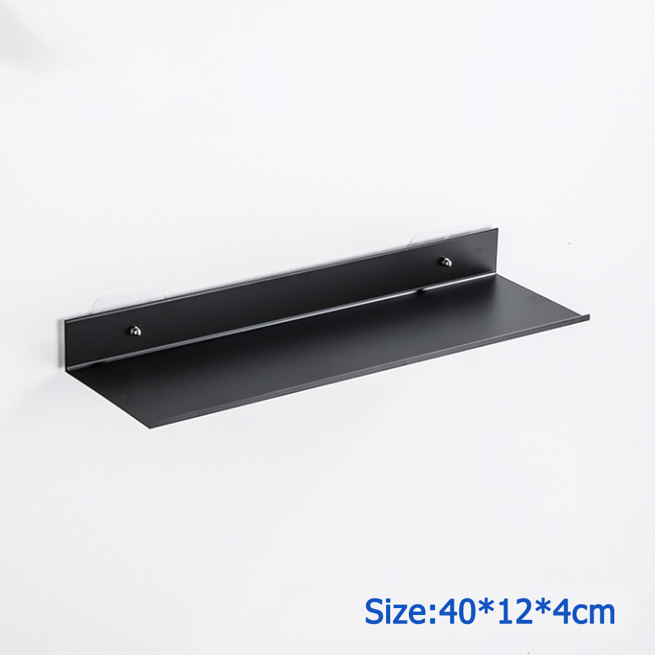 HOShower de cuisine rectangulaire en aluminium adhésif, rangement pour shampoing Regina, noir et blanc, évalué T1, 30 cm, 40 cm, 50 cm: Black