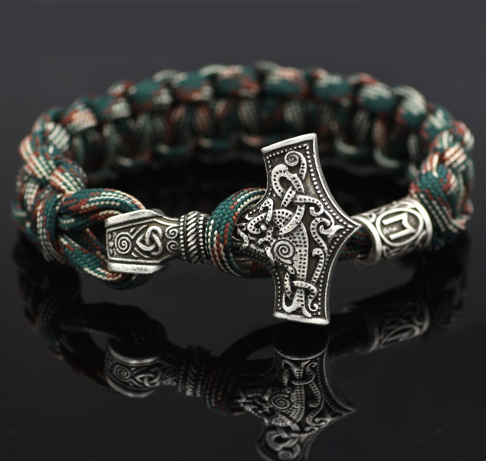 Marteau de Thor mjolnir bracelet viking scandinave nordique viking bracelet homme: Argent antique plaqué