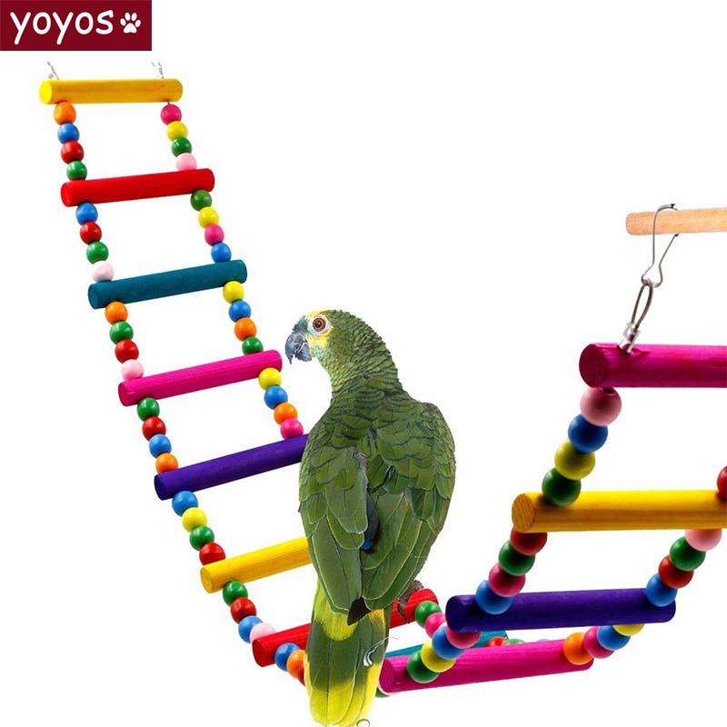Juguetes pájaros mascotas aves Swing de Color madera escalera para loros Flexible buena loro juguetes de madera soportes para loros aves Accesorios