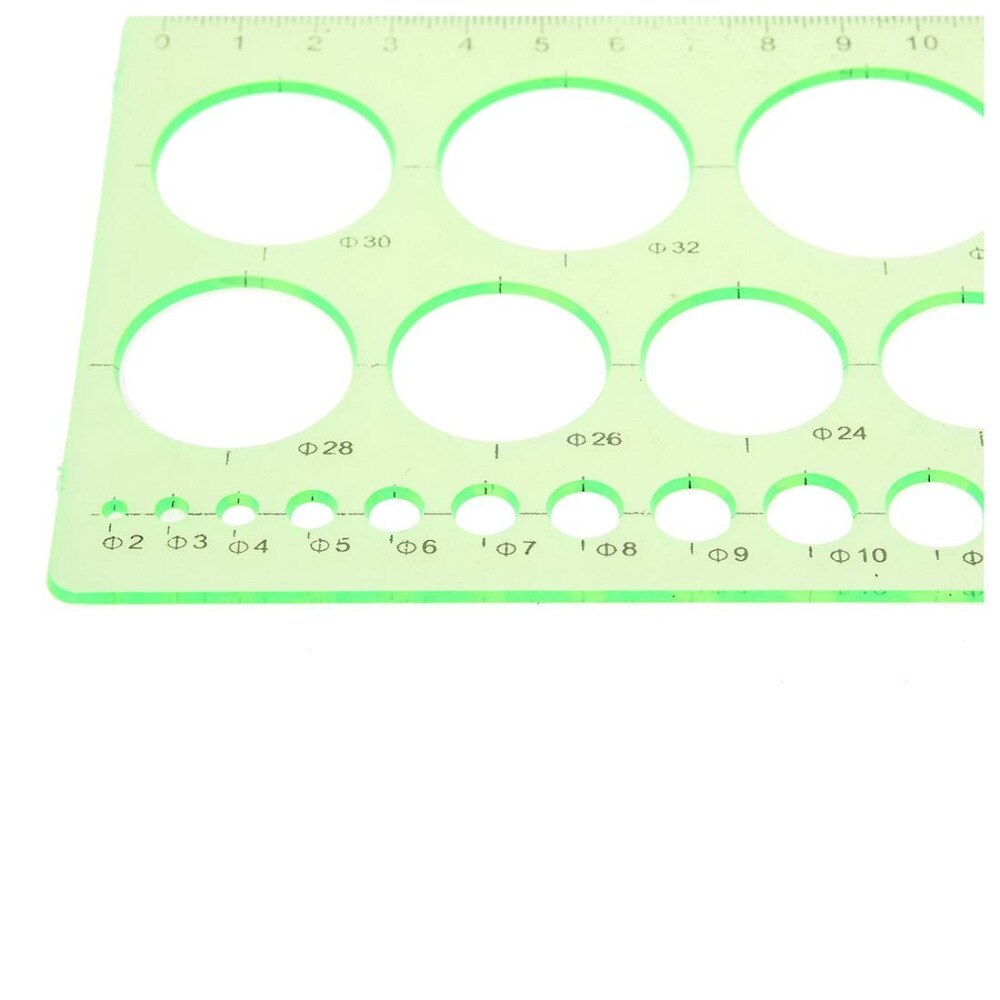 Green Plastic Students Rectangle Shape Drawing Circle Template Ruler