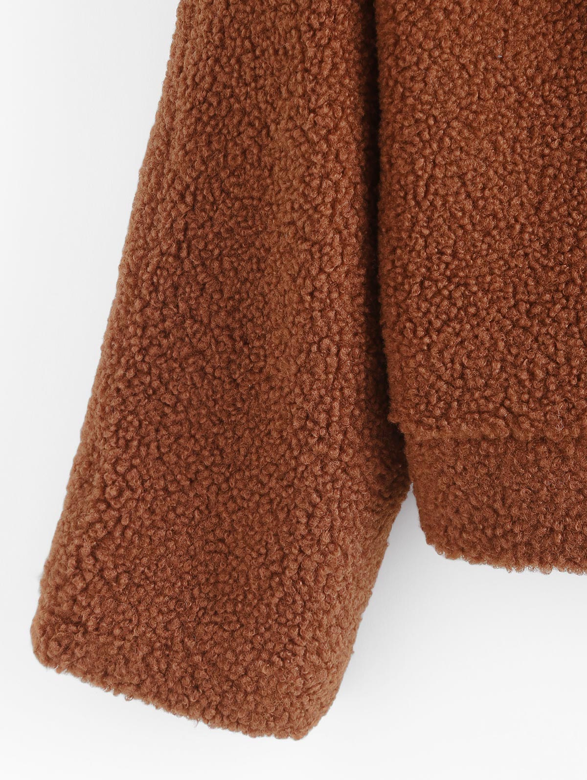 Zaful turn down colarinho feminino casaco um abotoado sólido teddy coat