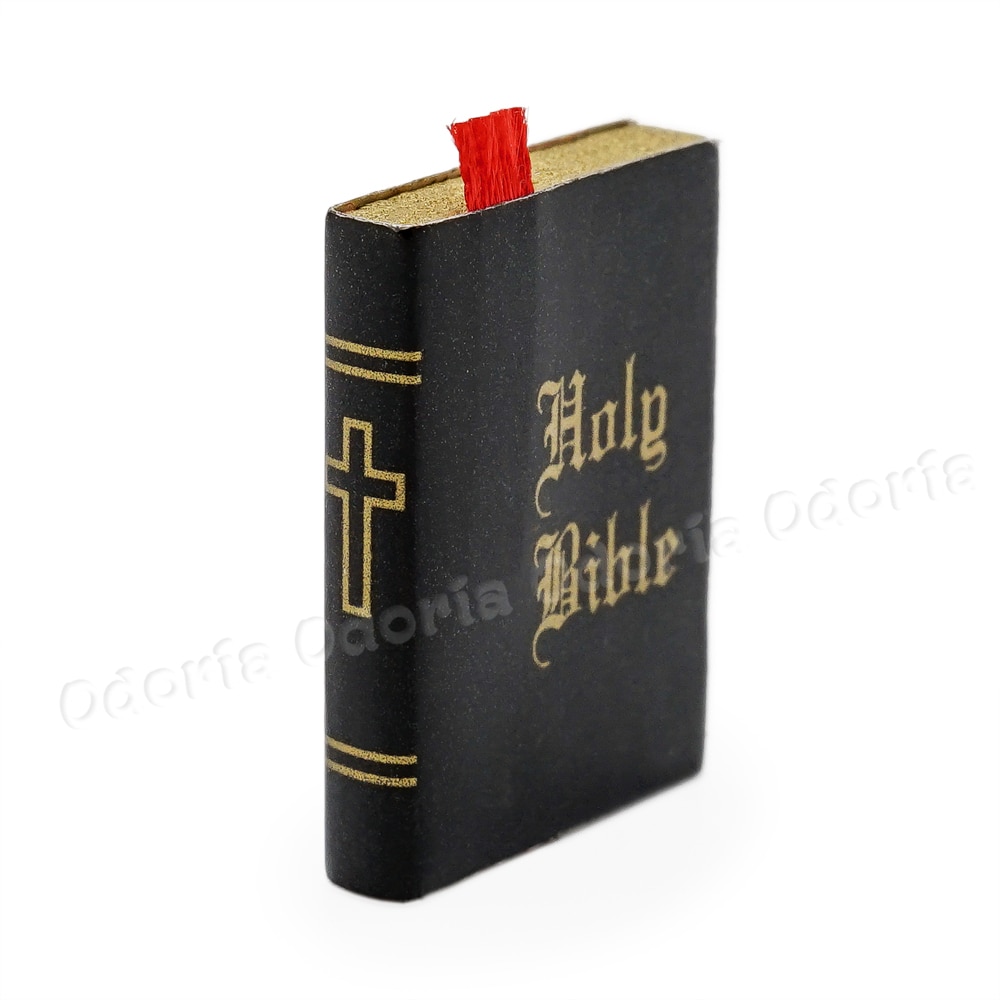 Odoria 1:12 Miniature Bible Book Black Hardcover Model Living Room Bedroom Home Set Dollhouse Accessories Doll House Decoration