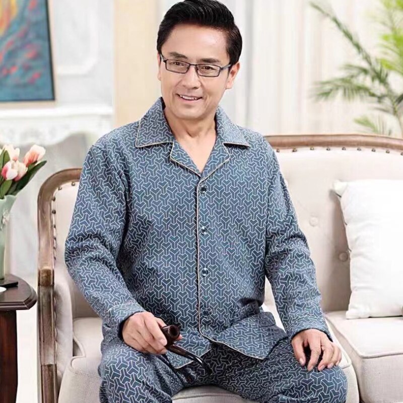 100%  bomulls pyjamas för män 2 stycken lounge nattkläder pyjamas rutig höst sänglinne hem kläder man pjs ren bomull pyjamas set: 827 / Xxl