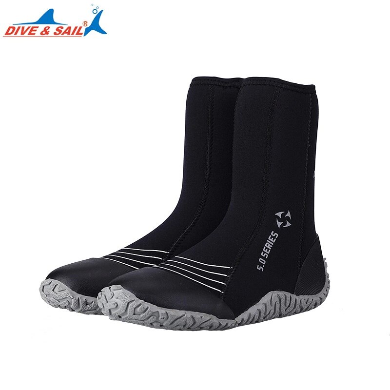 5mm SCR neoprene high upper warm boots Winter Water Sport surfing fishing scuba diving shoes anti scratch beach Boots shoes