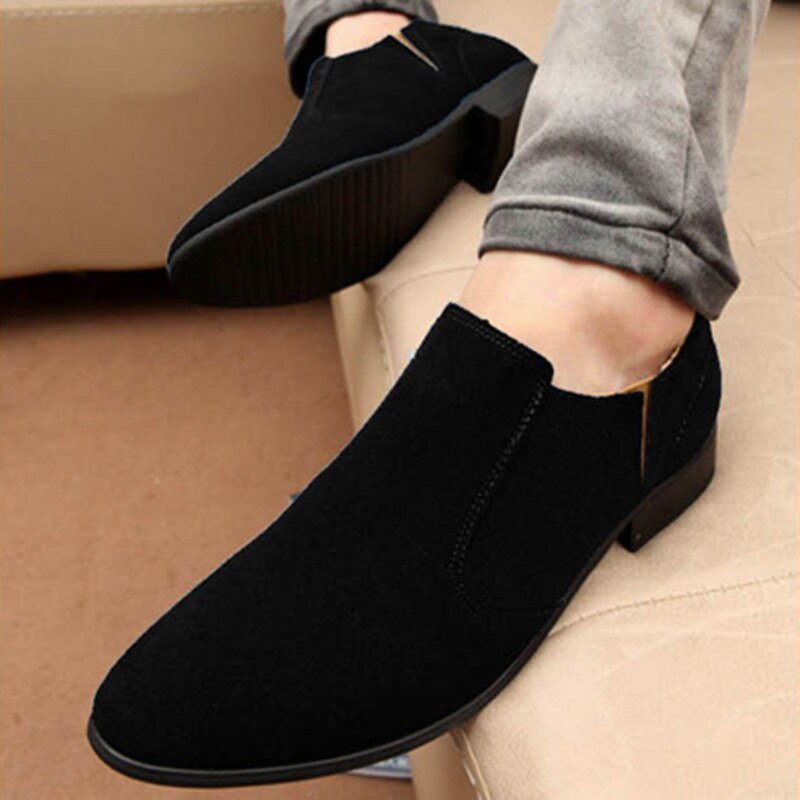 Qwedf britisk stil mænd sko åndbare mænd kjole sko slip on sort brun arbejdsformelle sko til mænd sy -25