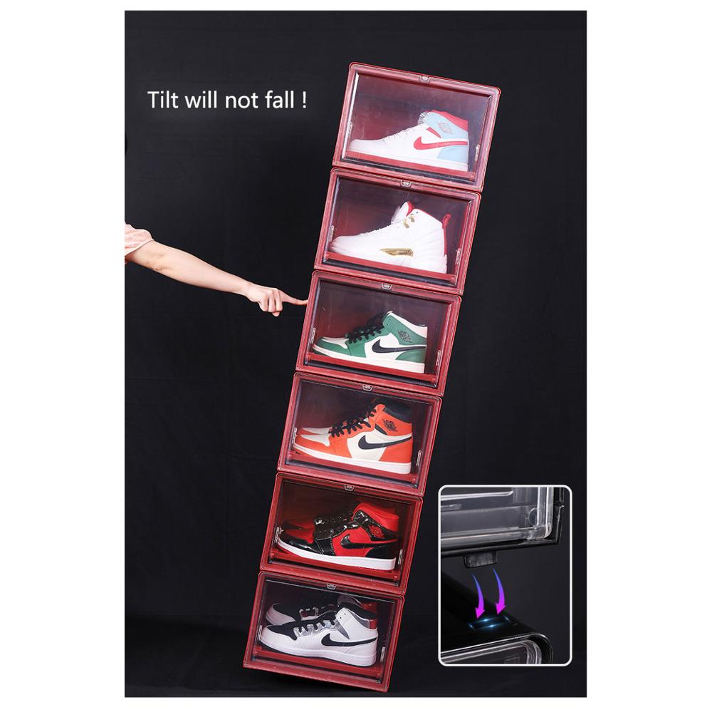 Stackable Plastic Shoes Box with Sliding Lid Shoes Storage Box Dustproof Shoe Rack Shoe Organizer Shoes Display Cabinet