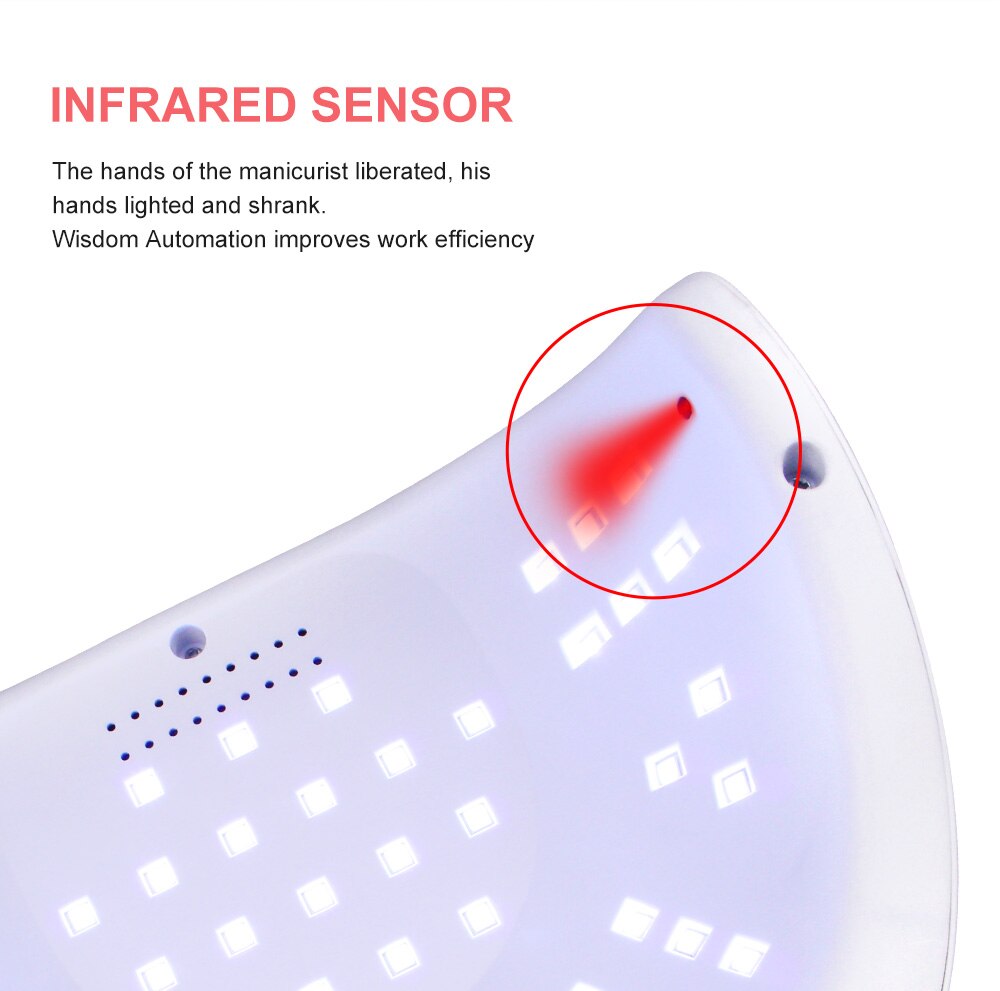 Lámpara de uñas LED UV de 120W, 54 Uds., LED de alta potencia para esmalte de Gel, curado de esmalte de Gel con detección de movimiento