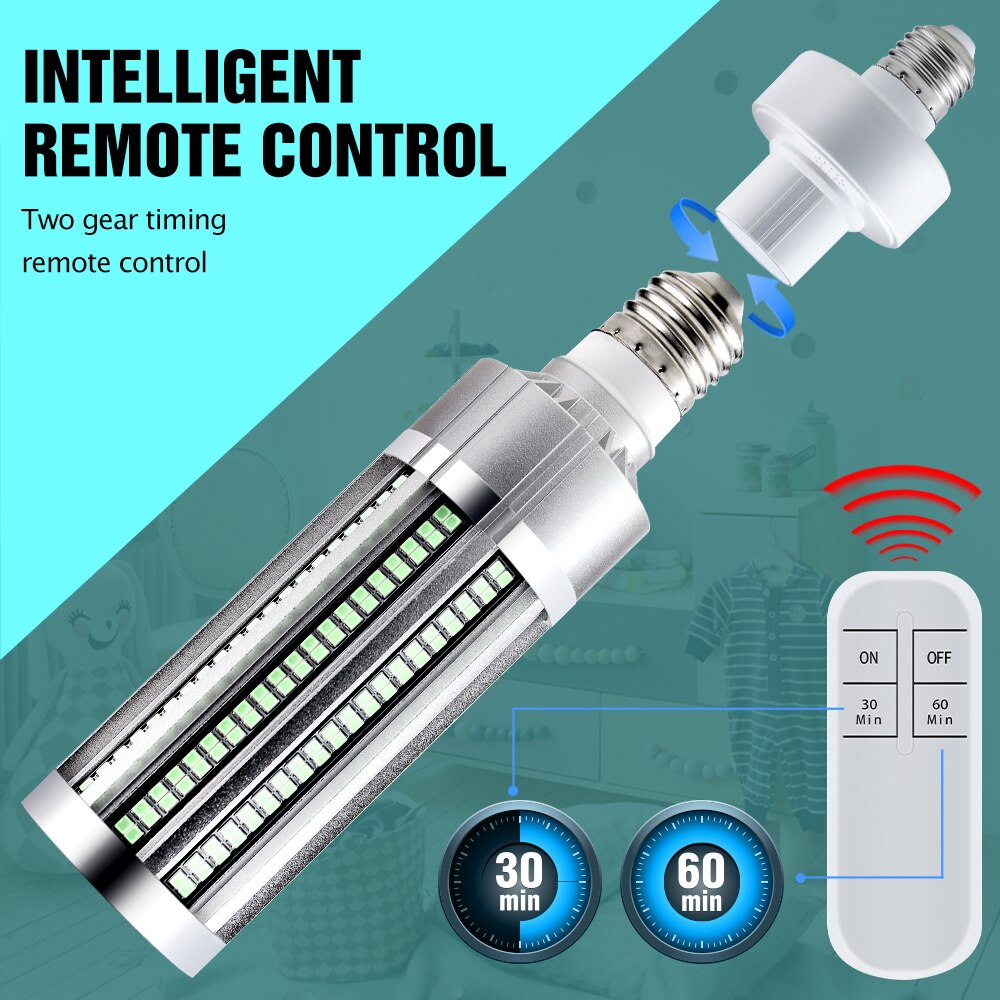 Lámpara Ultravioleta LED UVC de 60W, bombilla LED de desinfección de 220V, E27, germicida, esterilizador, luz bactericida de 110V, Amuchina