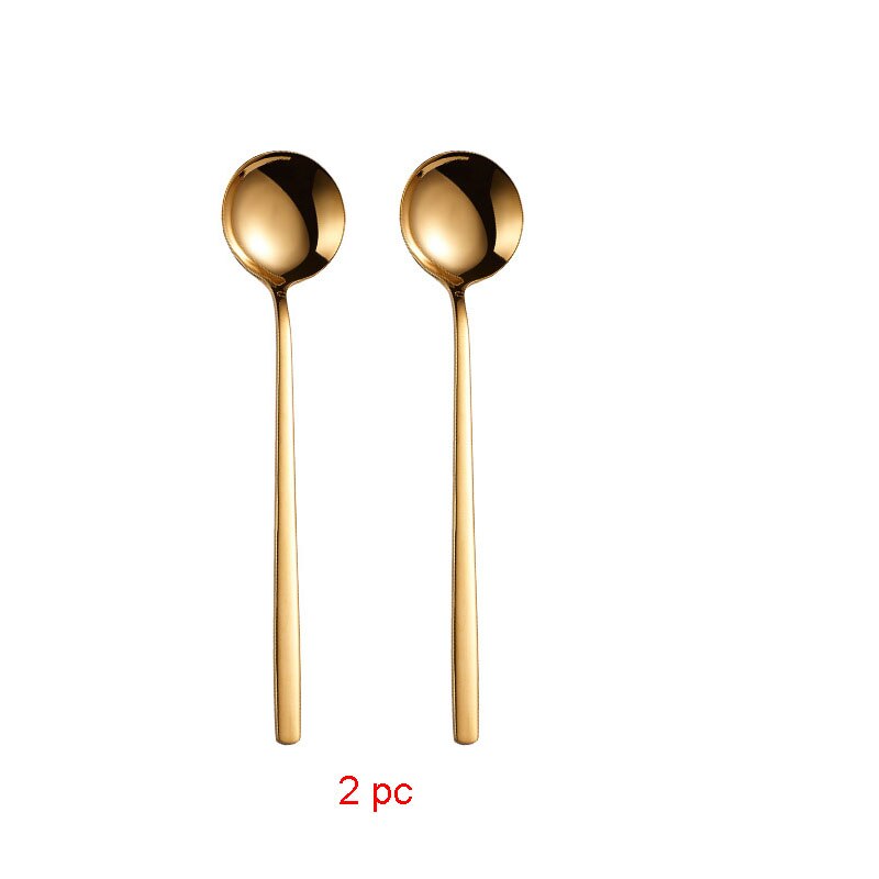 Cucharas doradas de acero inoxidable 304, Juego de 2 piezas de cubiertos dorados, cuchara de postre dorada única, cubertería Ettuce: Gold spoon