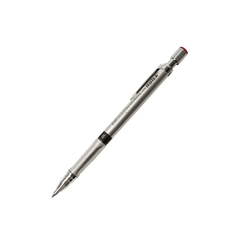 Automatic Mechanical Pencil 2.0mm Thick Writing Point Pencil Drawing Painting Black Refills School Office Stationery: 1 Pen Silver