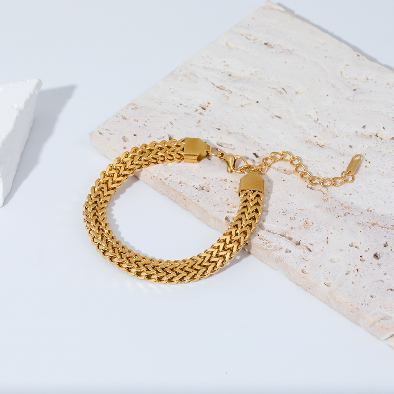 Braccialetto con braccialetti a catena spessa Color oro in acciaio inossidabile 316L EILIECK per accessori regalo gioielli impermeabili moda ragazza donna