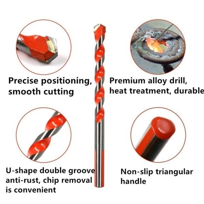 5 Pcs Ultimate Brill Bits Multi-Material Triangle Drill Bit Diamond Set for Tile Concrete Brick Glass Plastic Wood Stone