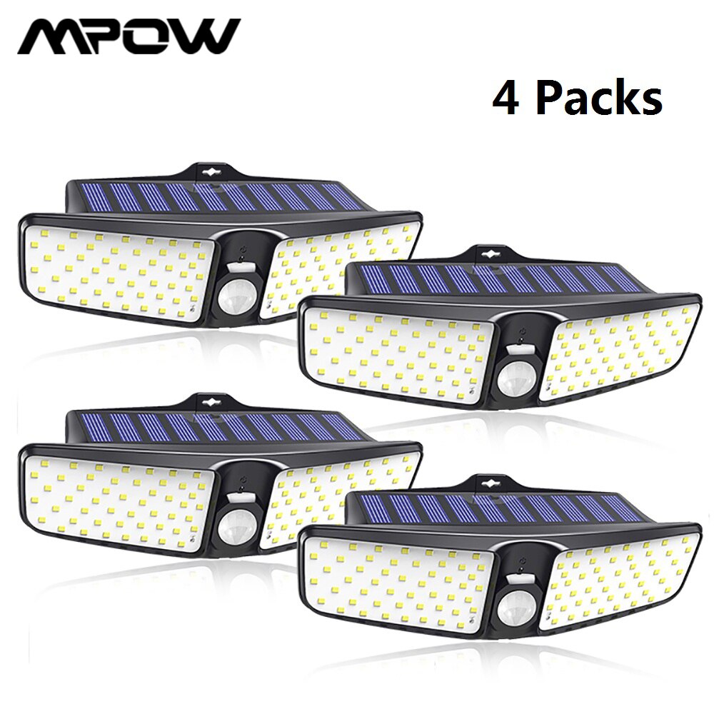 Mpow-lámpara Solar inalámbrica para exteriores, luces LED solares mejoradas de 100 leds, Sensor de movimiento, luz de pared IP65, impermeable, seguridad, jardín
