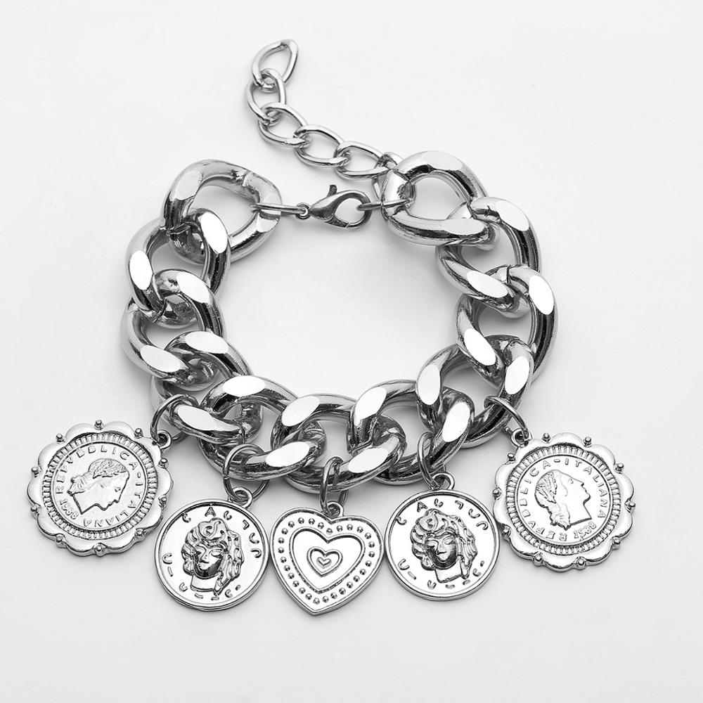 Berlockimitation pärla armband armband för kvinnor armband steampunk lås chunky kedja armband vän par smycken: 9