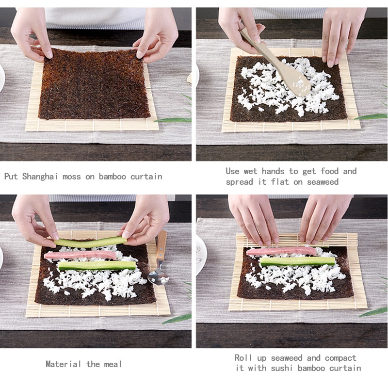 Sushi verktyg bambu rullmatta japansk diy ris rulle kyckling rulle hand maker kök sushi maker verktyg bambu rullande matta